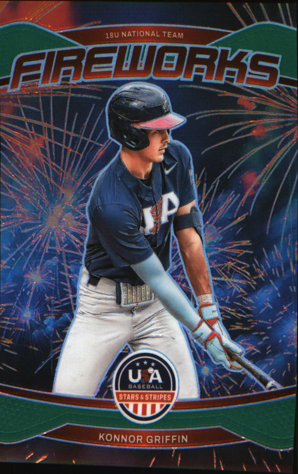 2026 Panini Stars & Stripes Prizm USA Fireworks Prizms Green #22 Konnor Griffin - Veteran Sports Cards FL