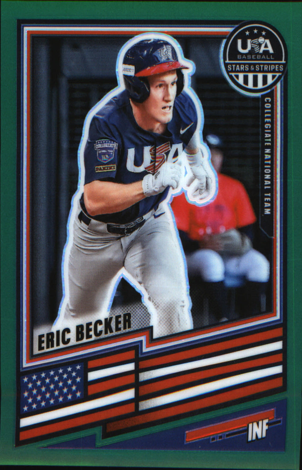 2026 Panini Stars & Stripes Prizm USA baseball Green #153 Eric Becker - Veteran Sports Cards FL