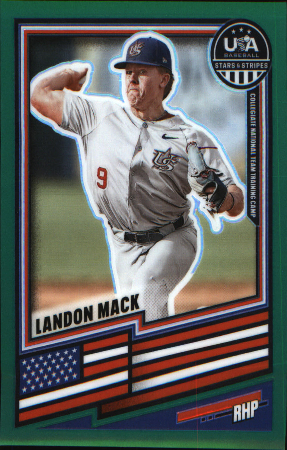 2026 Panini Stars & Stripes Prizm USA baseball Green #112 Landon Mack - Veteran Sports Cards FL