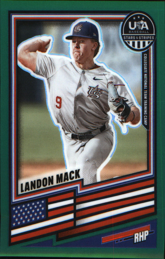 2026 Panini Stars & Stripes Prizm USA baseball Green #112 Landon Mack - Veteran Sports Cards FL