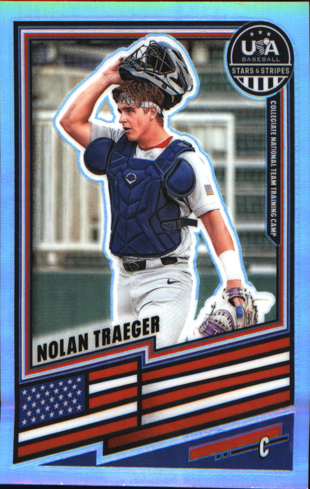 2026 Panini Stars & Stripes Prizm USA baseball Silver #128 Nolan Traeger - Veteran Sports Cards FL