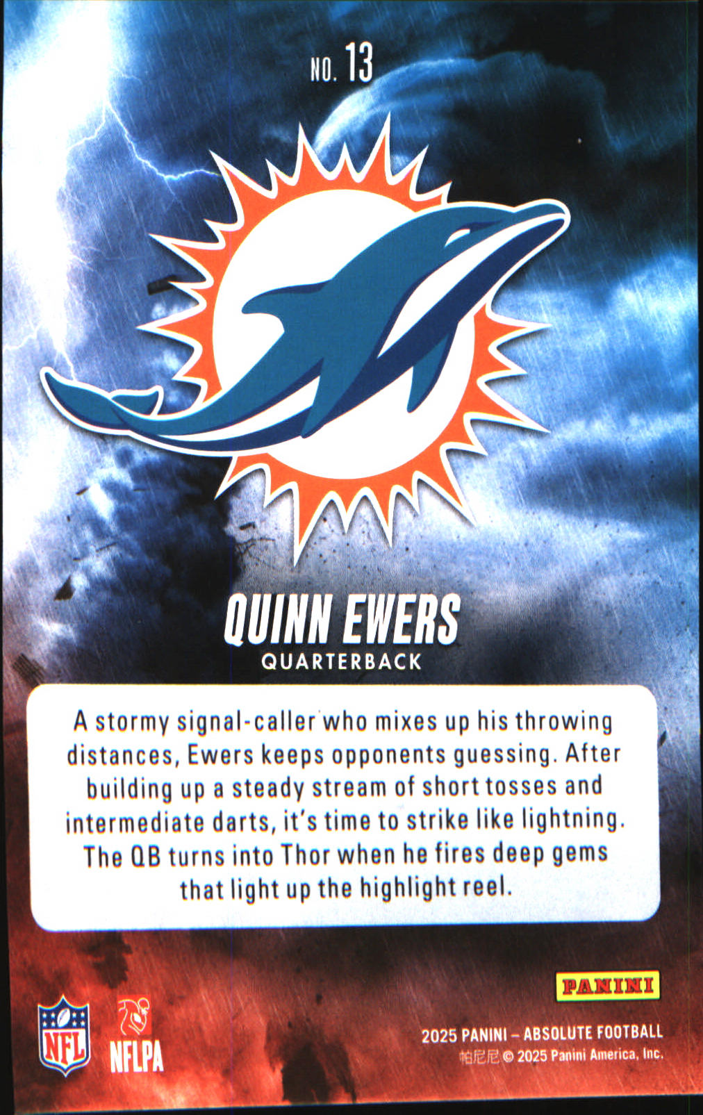 2025 Panini Absolute By Storm #13 Quinn Ewers - Veteran Sports Cards FL