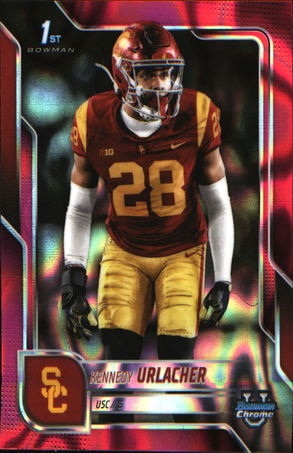 2025 Bowman University Chrome Pink Lava Refractor #16 Kennedy Urlacher - Veteran Sports Cards FL