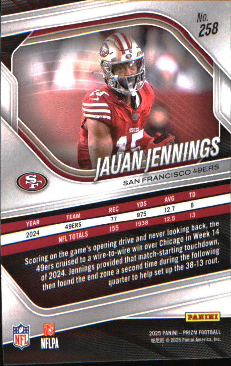 2025 Panini Prizm #258 Jauan Jennings - Veteran Sports Cards FL