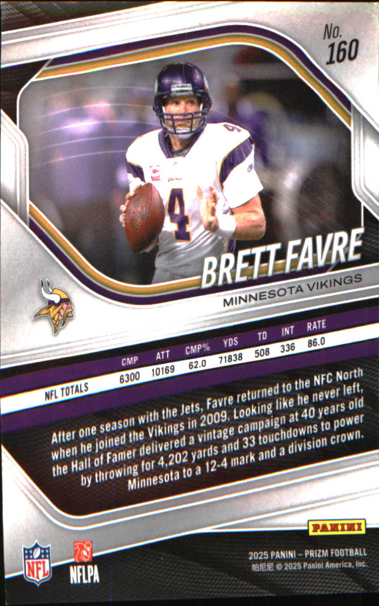 2025 Panini Prizm #160 Brett Favre - Veteran Sports Cards FL