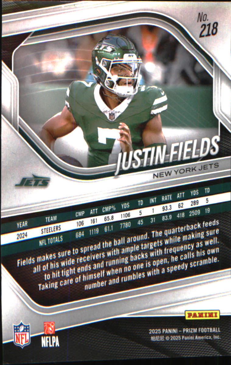 2025 Panini Prizm #218 Justin Fields - Veteran Sports Cards FL