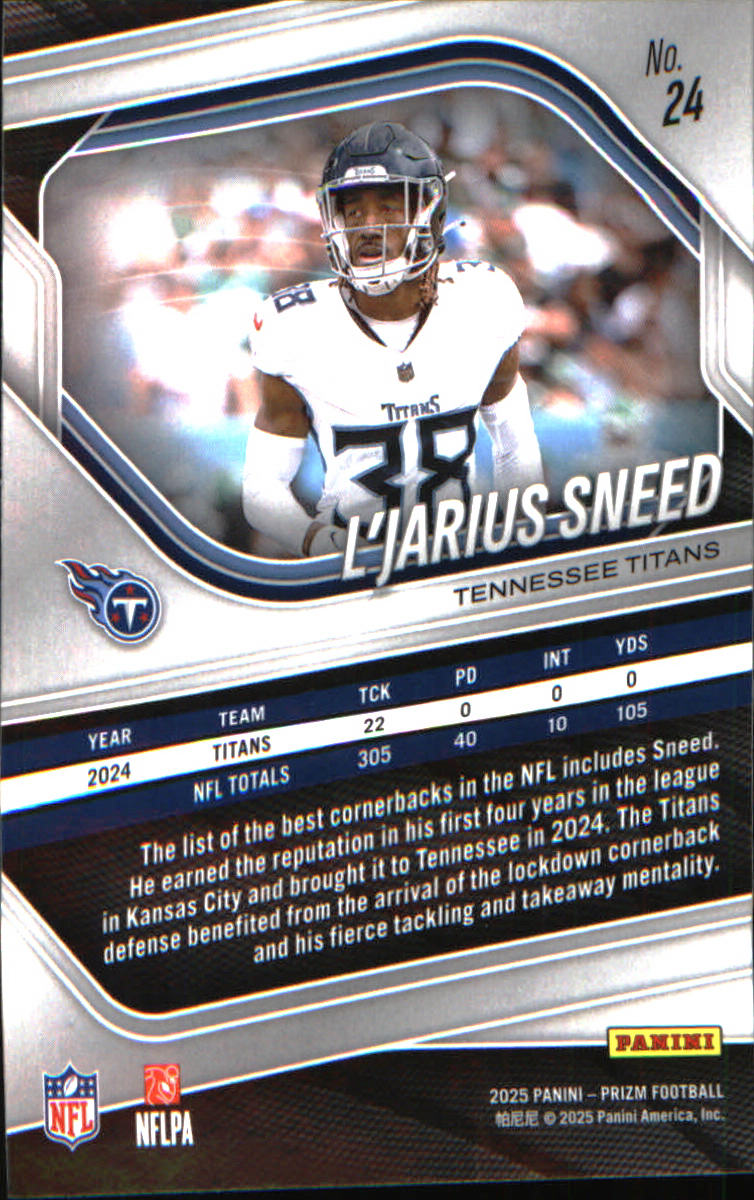 2025 Panini Prizm #24 L'Jarius Sneed - Veteran Sports Cards FL