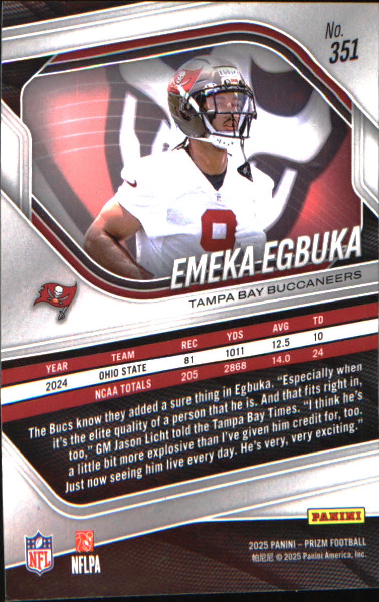 2025 Panini Prizm #351 Emeka Egbuka Rookie Rookie - Veteran Sports Cards FL