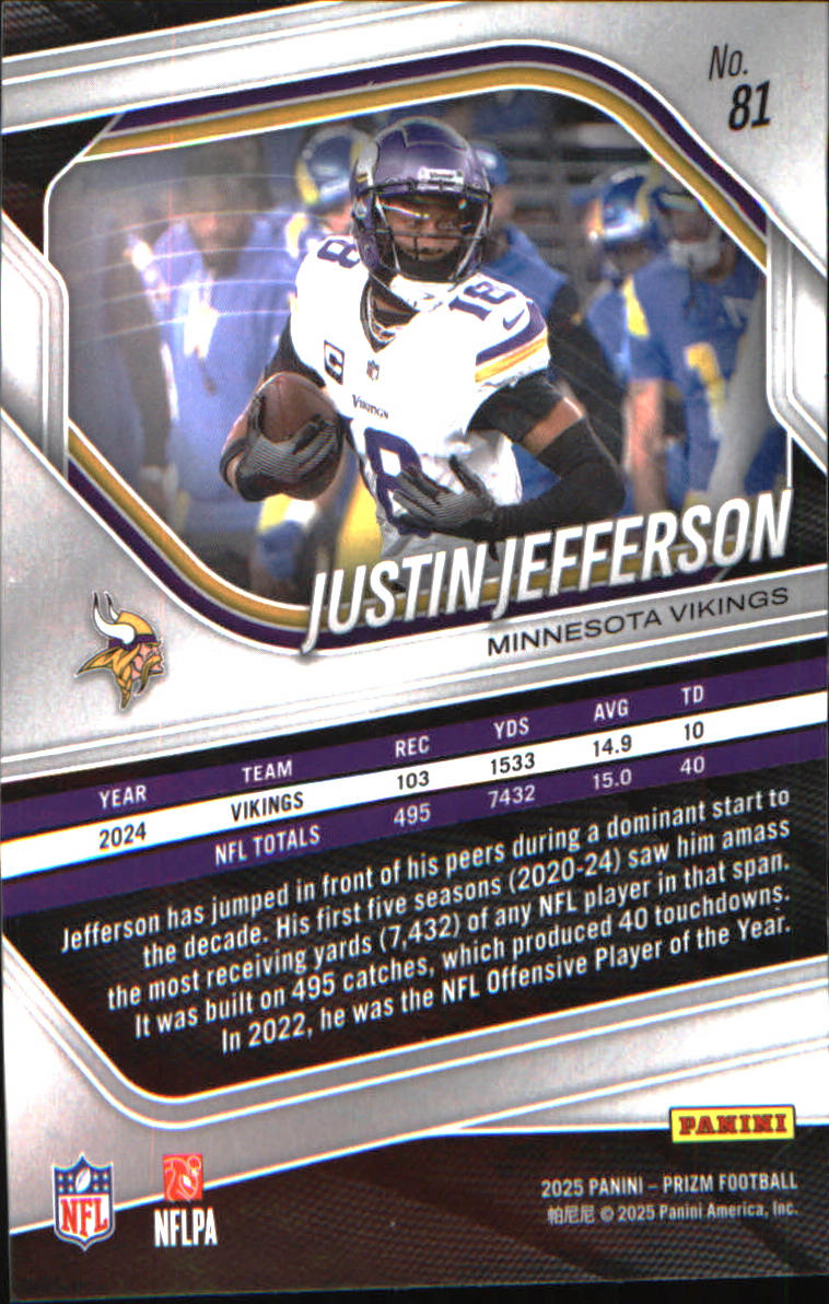2025 Panini Prizm #81 Justin Jefferson - Veteran Sports Cards FL