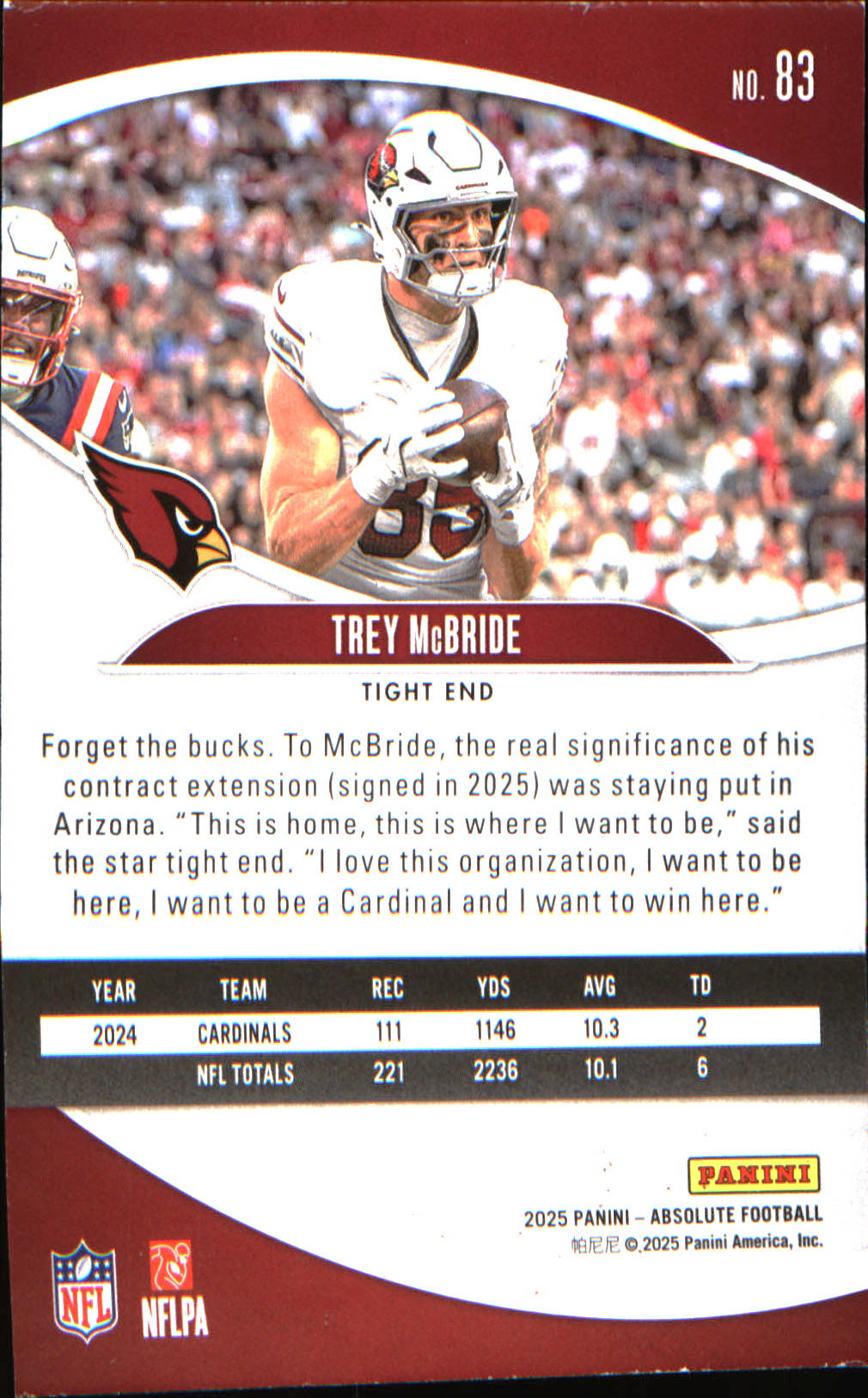 2025 Panini Absolute Countdown Calendar #83 Trey McBride - Veteran Sports Cards FL