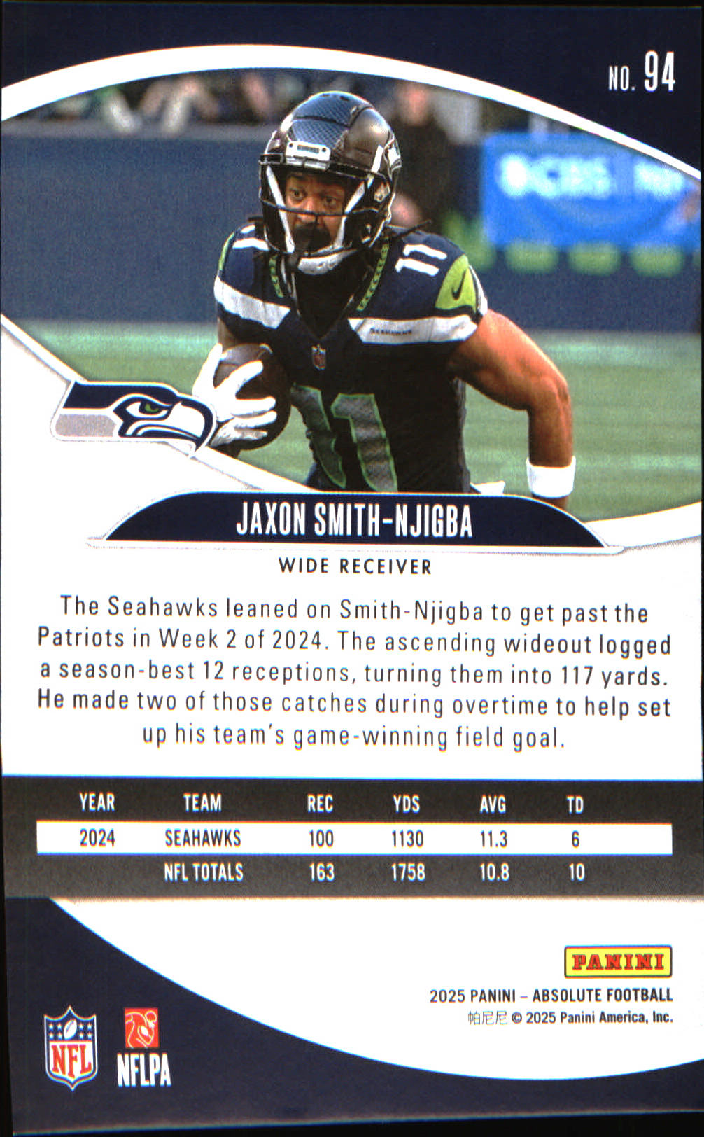 2025 Panini Absolute Countdown Calendar #94 Jaxon Smith-Njigba - Veteran Sports Cards FL