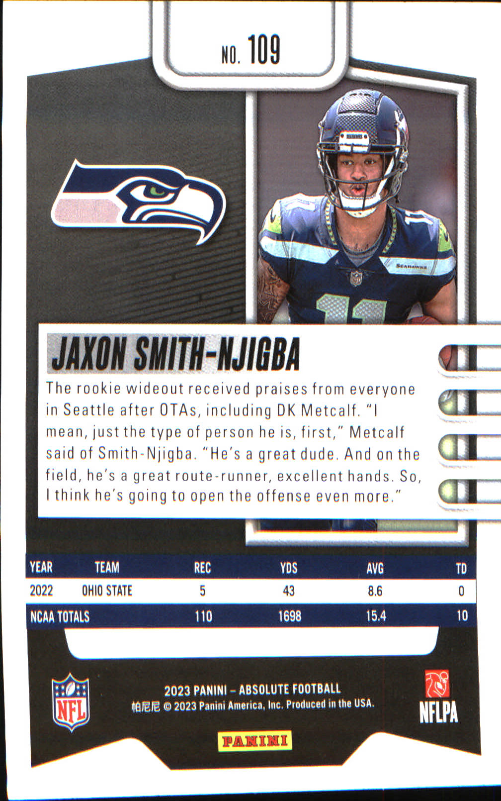 2023 Panini Absolute Retail #109 Jaxon Smith-Njigba Rookie Rookie - Veteran Sports Cards FL