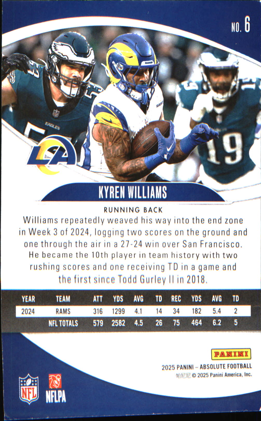 2025 Panini Absolute Retail #6 Kyren Williams - Veteran Sports Cards FL