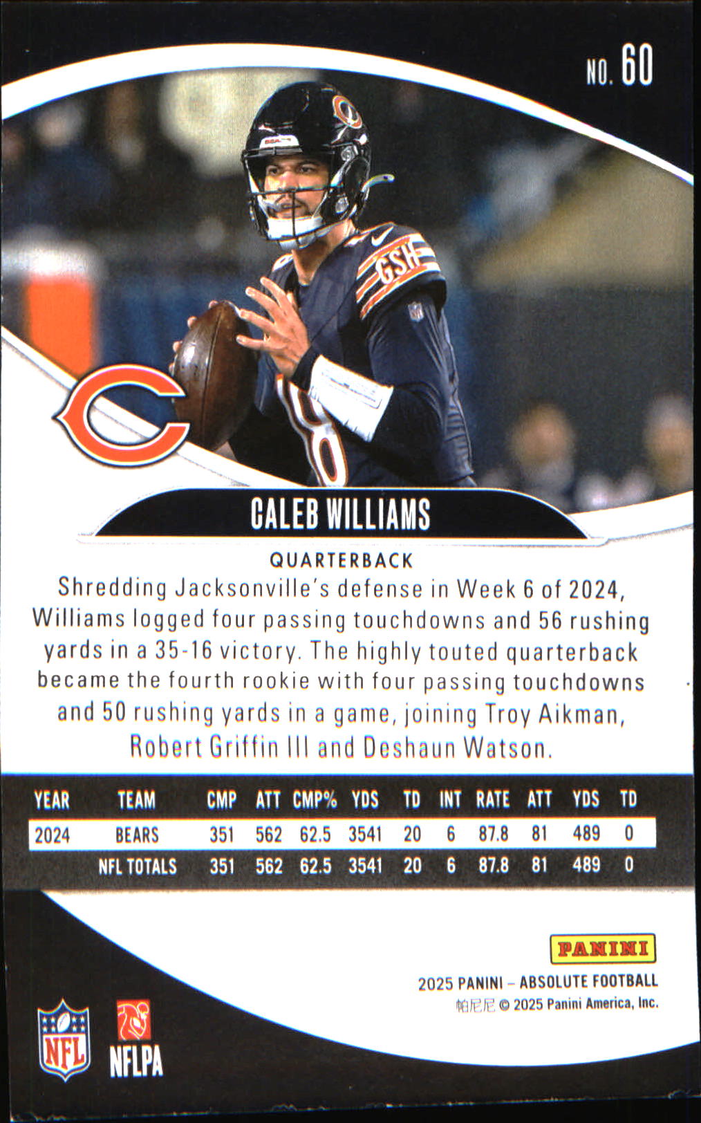 2025 Panini Absolute Retail #60 Caleb Williams - Veteran Sports Cards FL