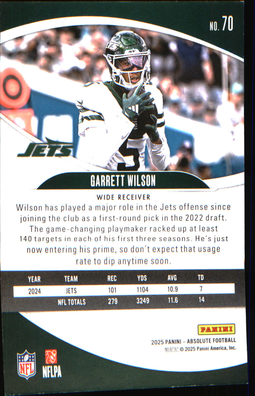 2025 Panini Absolute Retail #70 Garrett Wilson - Veteran Sports Cards FL