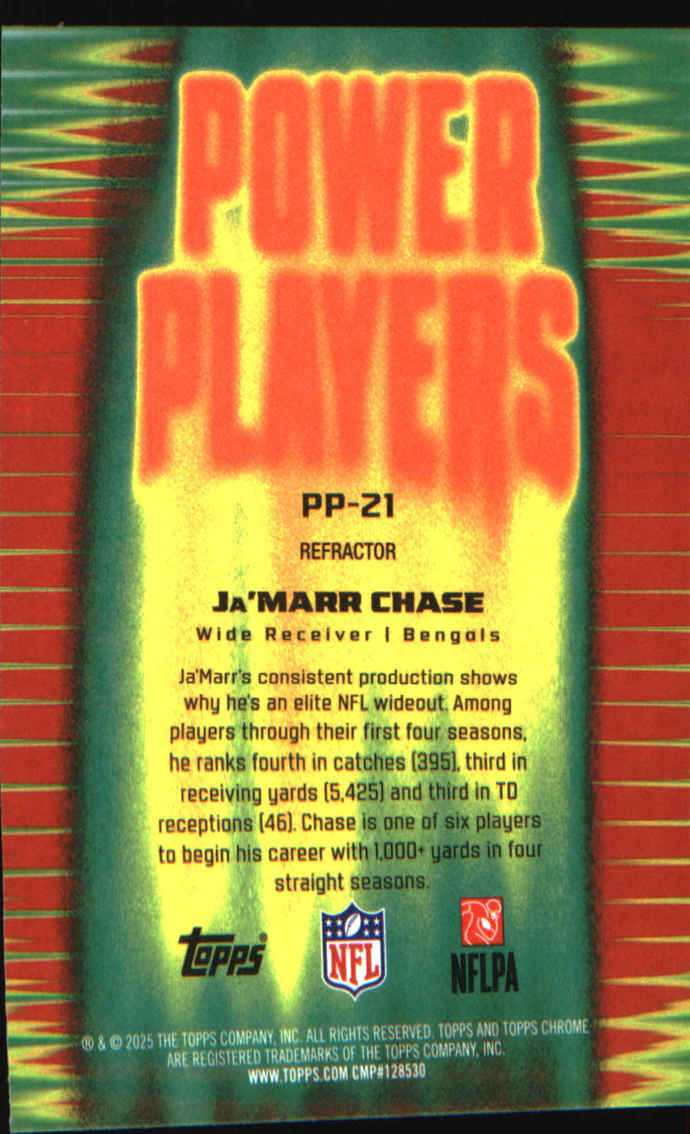 2025 Topps Chrome Power Players Refractor #PP-21 Ja'Marr Chase - Veteran Sports Cards FL