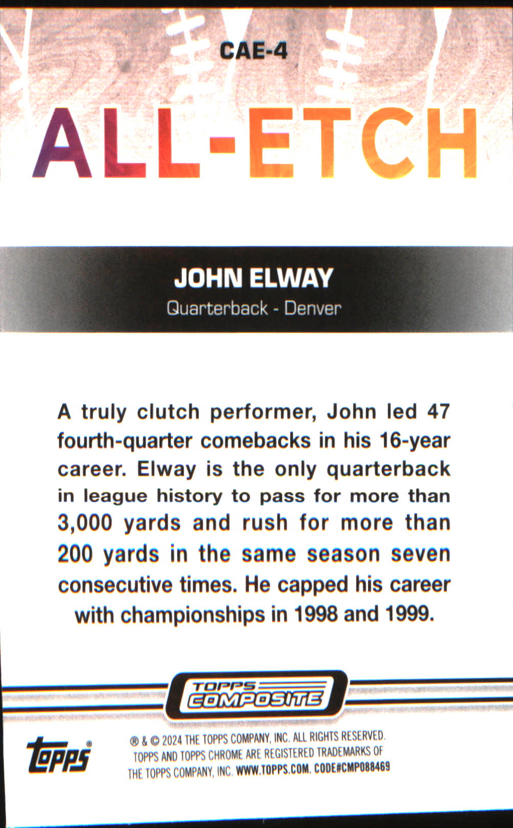 2023 Topps Composite Chrome All-Etch #CAE-4 John Elway - Veteran Sports Cards FL
