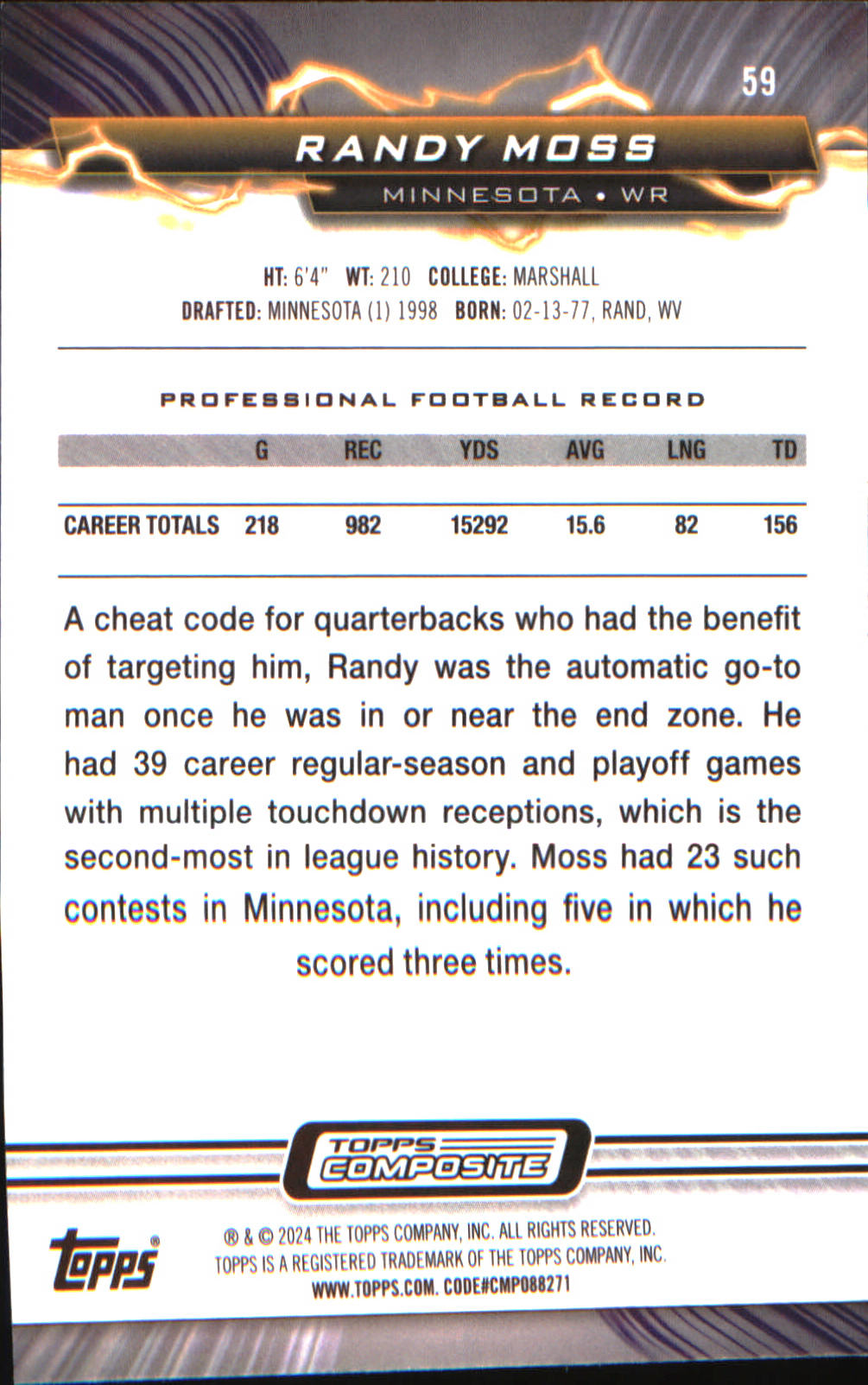 2023 Topps Composite Resurgence #59 Randy Moss - Veteran Sports Cards FL