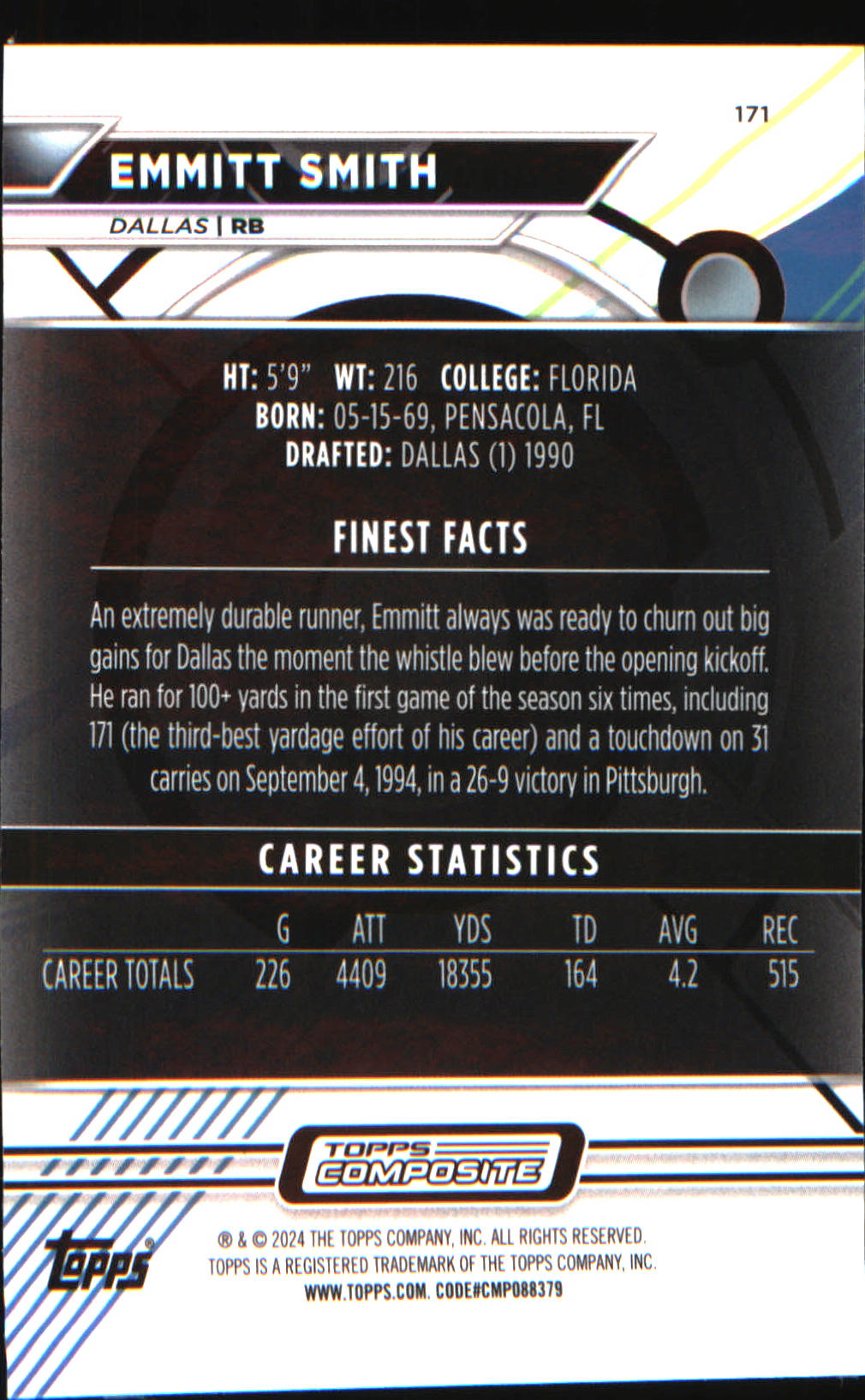 2023 Topps Composite #171 Emmitt Smith - Veteran Sports Cards FL