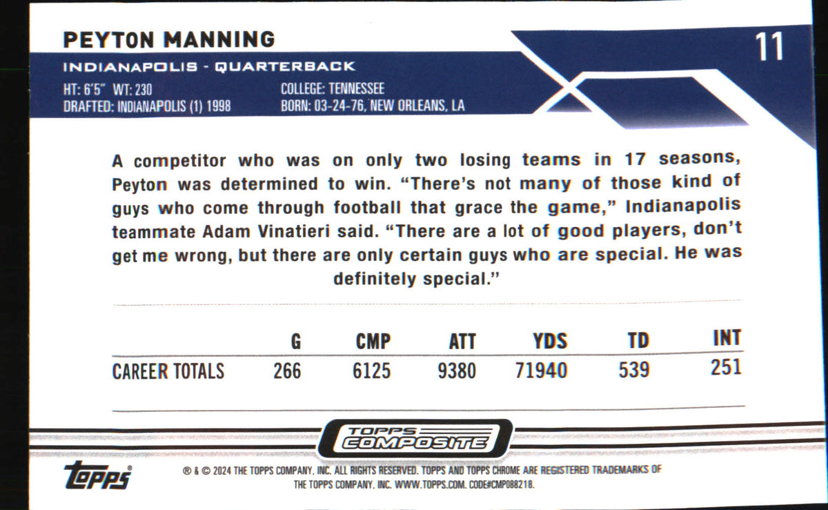 2023 Topps Composite #11 Peyton Manning - Veteran Sports Cards FL