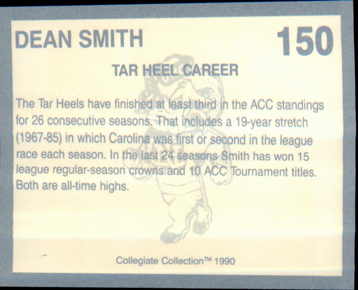 1990-91 Collegiate Collection North Carolina Tar Heels #150 Dean Smith - Veteran Sports Cards FL