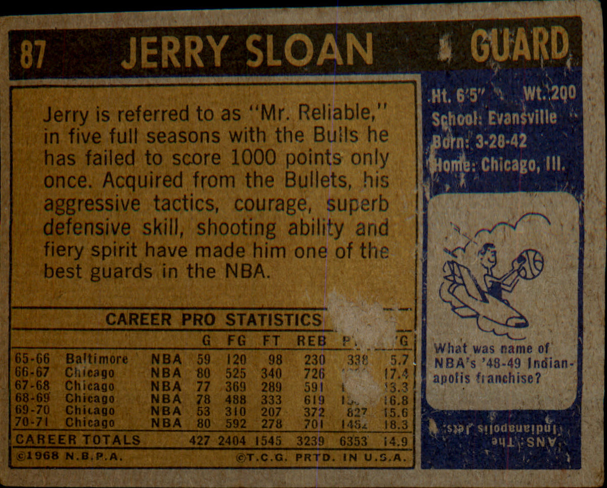1971-72 Topps #87 Jerry Sloan - Veteran Sports Cards FL
