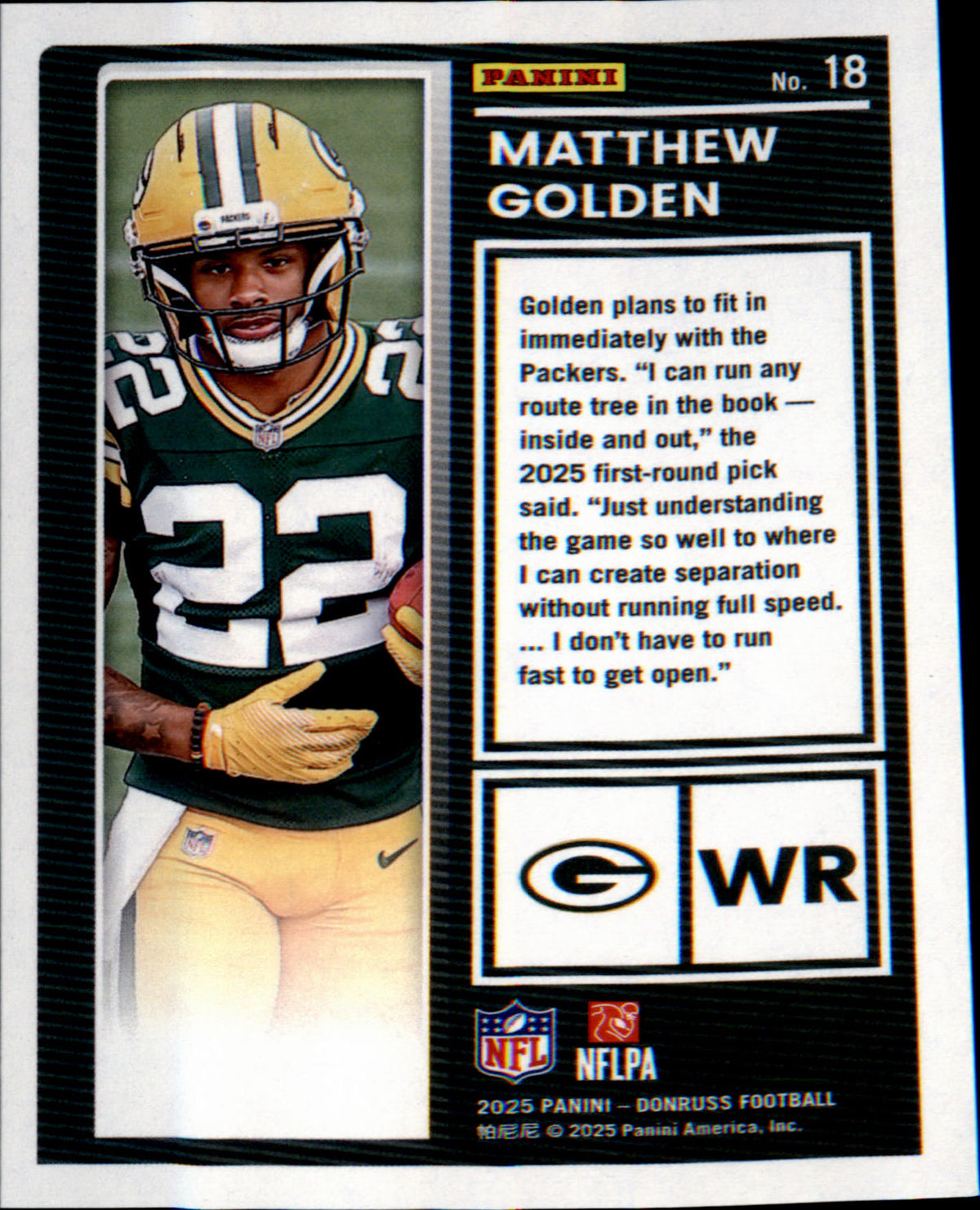 2025 Donruss The Rookies #18 Matthew Golden - Veteran Sports Cards FL