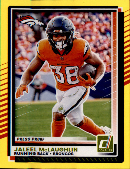 2025 Donruss Press Proofs Yellow #151 Jaleel McLaughlin - Veteran Sports Cards FL