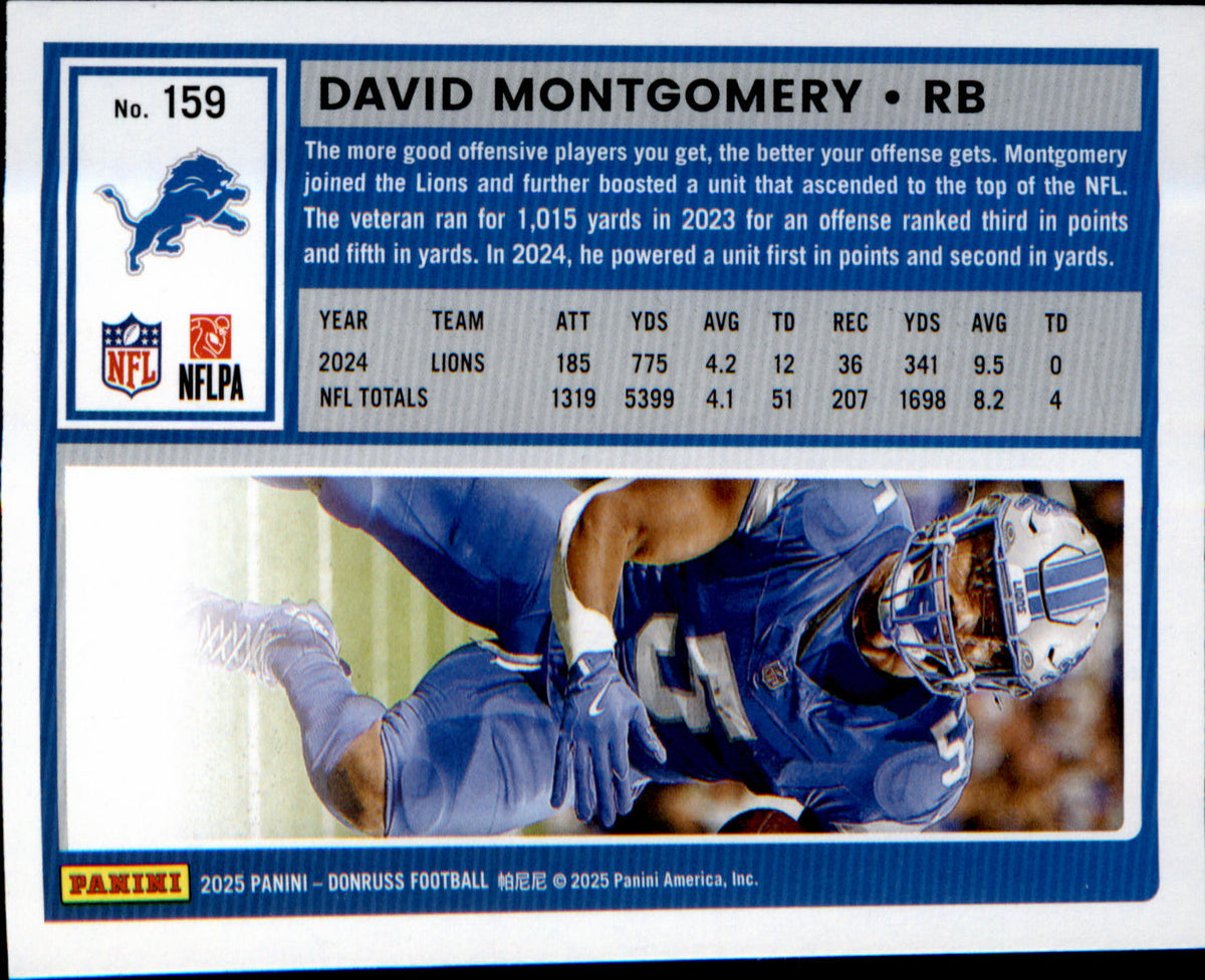 2025 Donruss Press Proofs Yellow #159 David Montgomery - Veteran Sports Cards FL