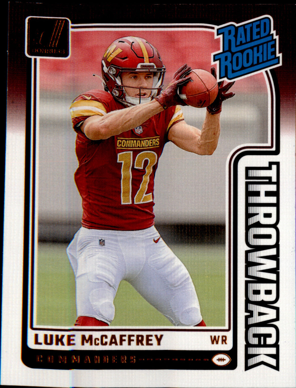 2024 Donruss Rated Rookies Throwback #16 Luke McCaffrey - Veteran Sports Cards FL