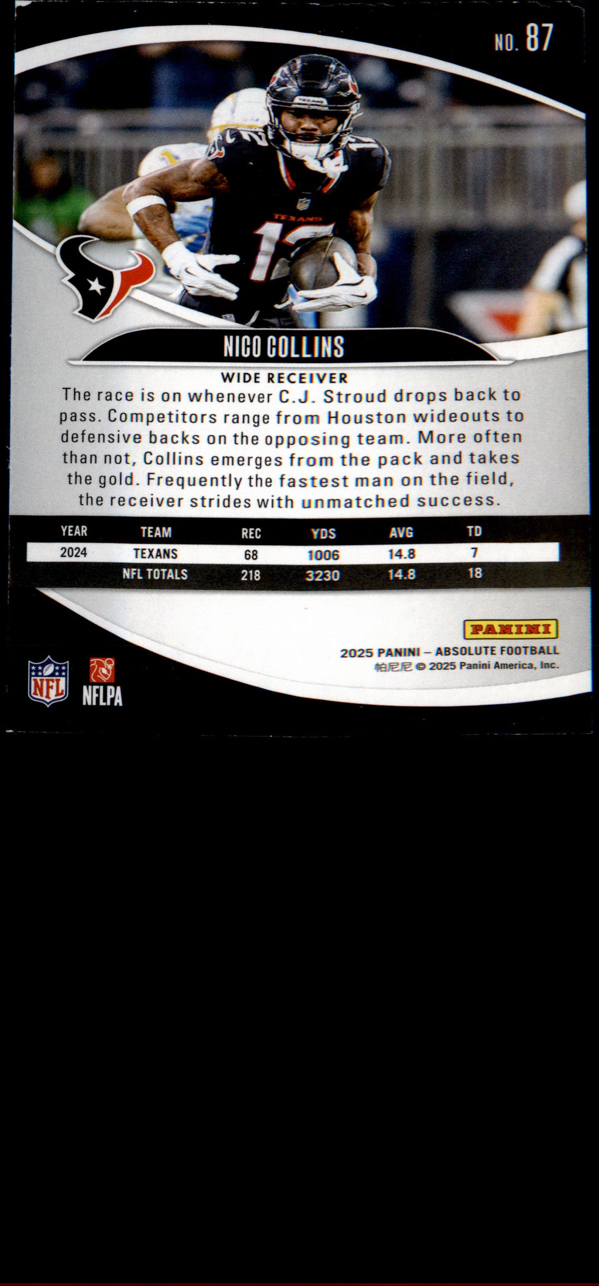 2025 Panini Absolute #87 Nico Collins - Veteran Sports Cards FL