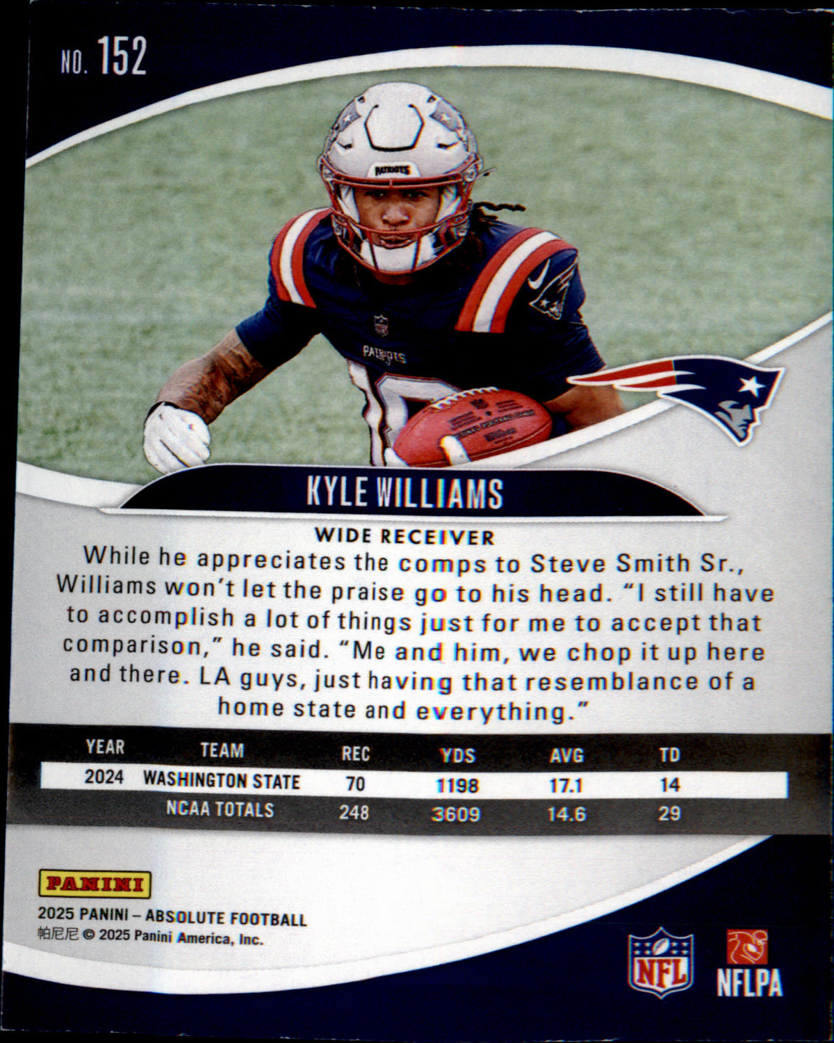 2025 Panini Absolute Retail #152 Kyle Williams Rookie Rookie - Veteran Sports Cards FL