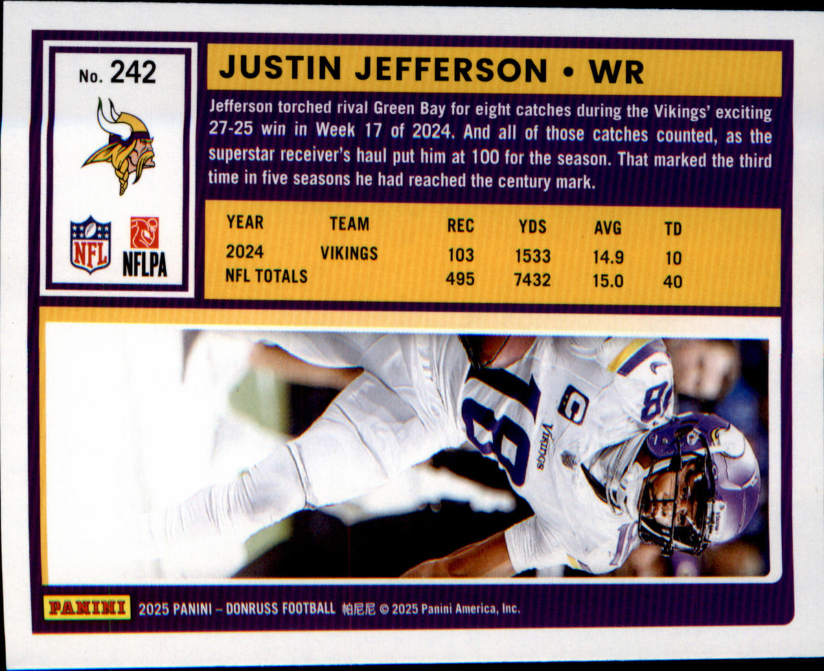 2025 Donruss #242 Justin Jefferson - Veteran Sports Cards FL