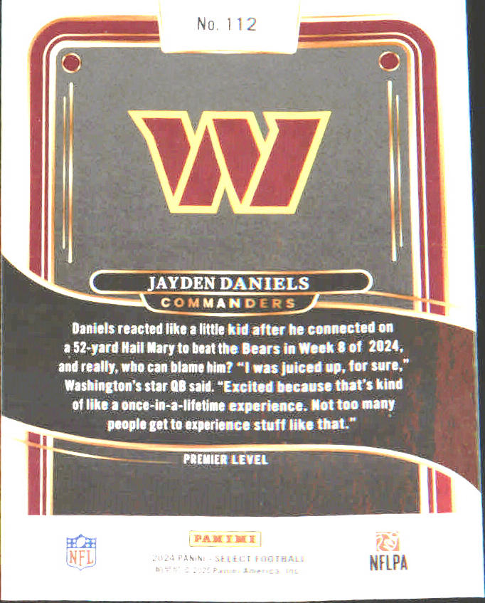2024 Panini Select #112 Jayden Daniels Rookie Rookie - Veteran Sports Cards FL