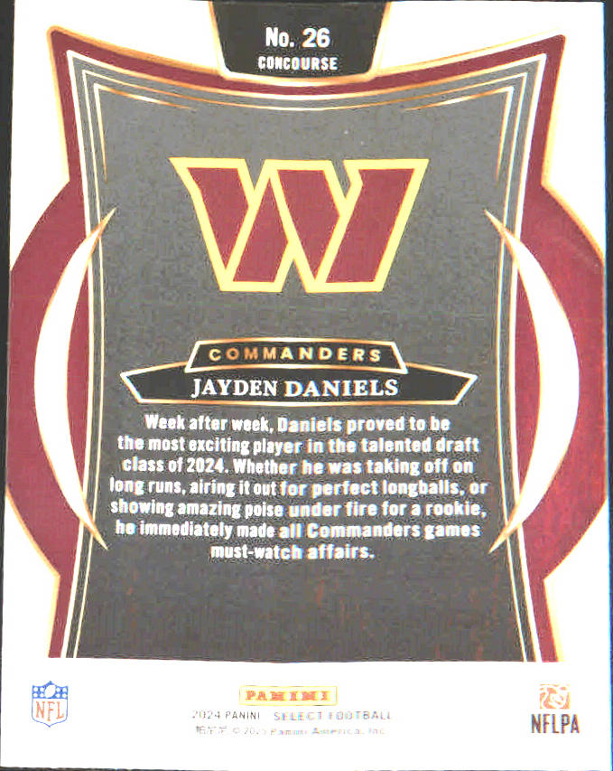 2024 Panini Select #26 Jayden Daniels Rookie Rookie - Veteran Sports Cards FL