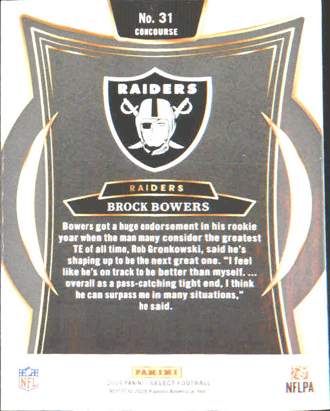 2024 Panini Select Silver Prizm #31 Brock Bowers Rookie Rookie - Veteran Sports Cards FL
