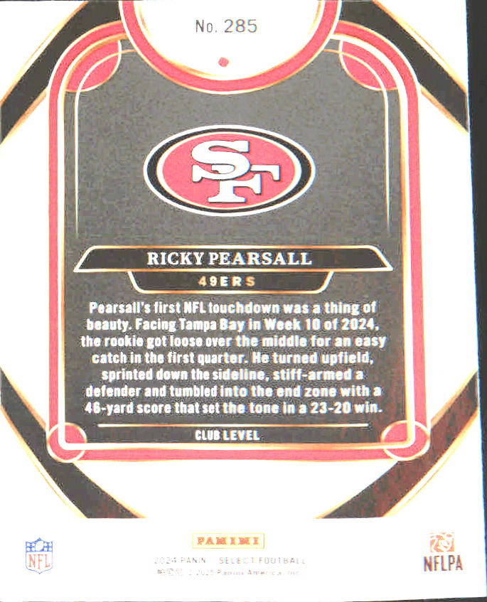 2024 Panini Select #285 Ricky Pearsall Rookie Rookie