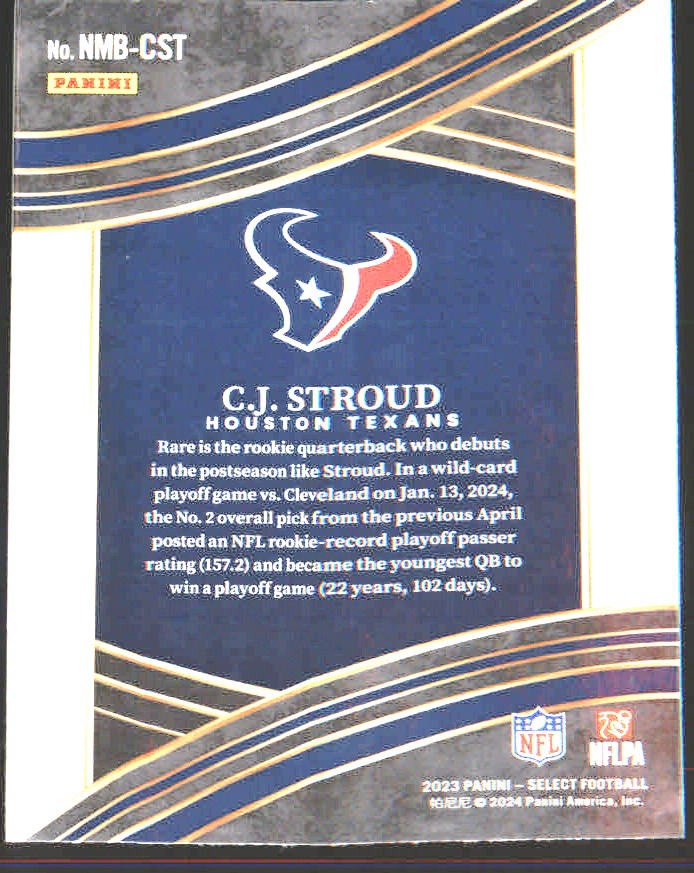 2023 Panini Select Numbers #NMB-CST C.J. Stroud - Veteran Sports Cards FL