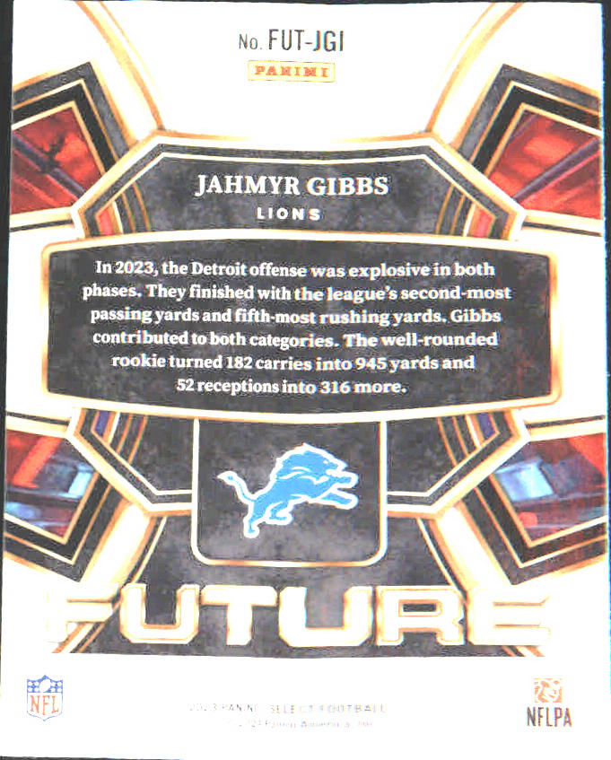 2023 Panini Select Future #FUT-JGI Jahmyr Gibbs - Veteran Sports Cards FL