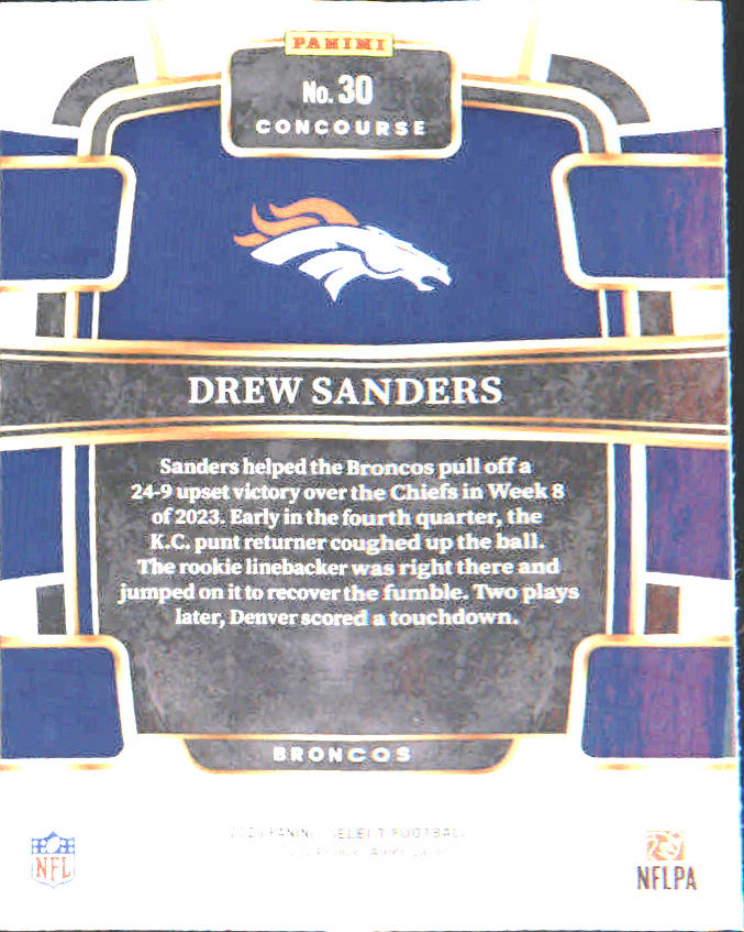 2023 Panini Select #30 Drew Sanders Rookie Rookie - Veteran Sports Cards FL
