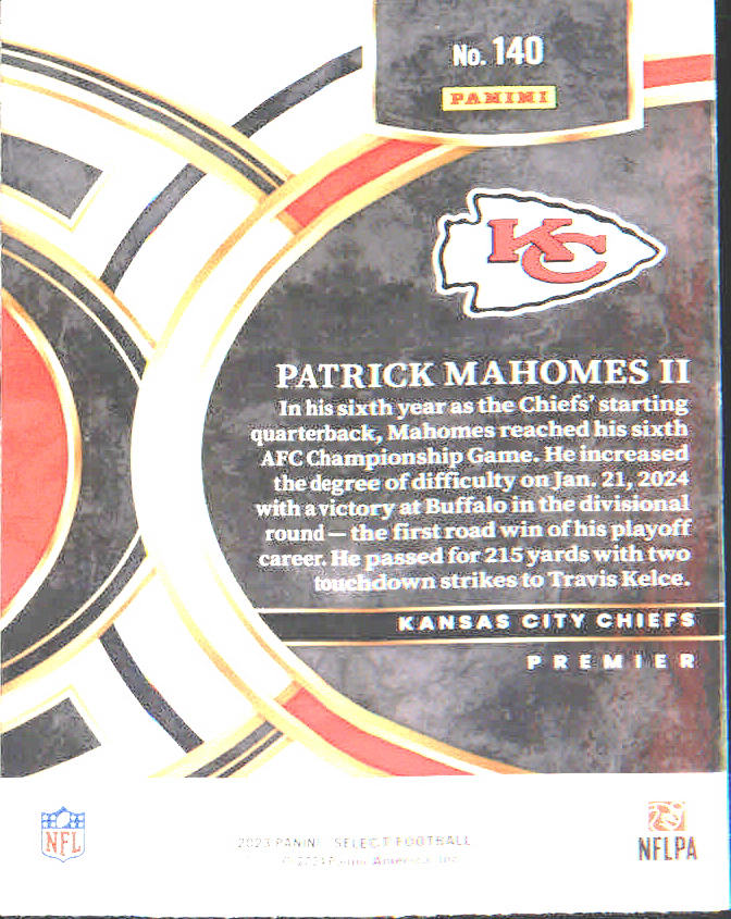 2023 Panini Select #140 Patrick Mahomes II - Veteran Sports Cards FL