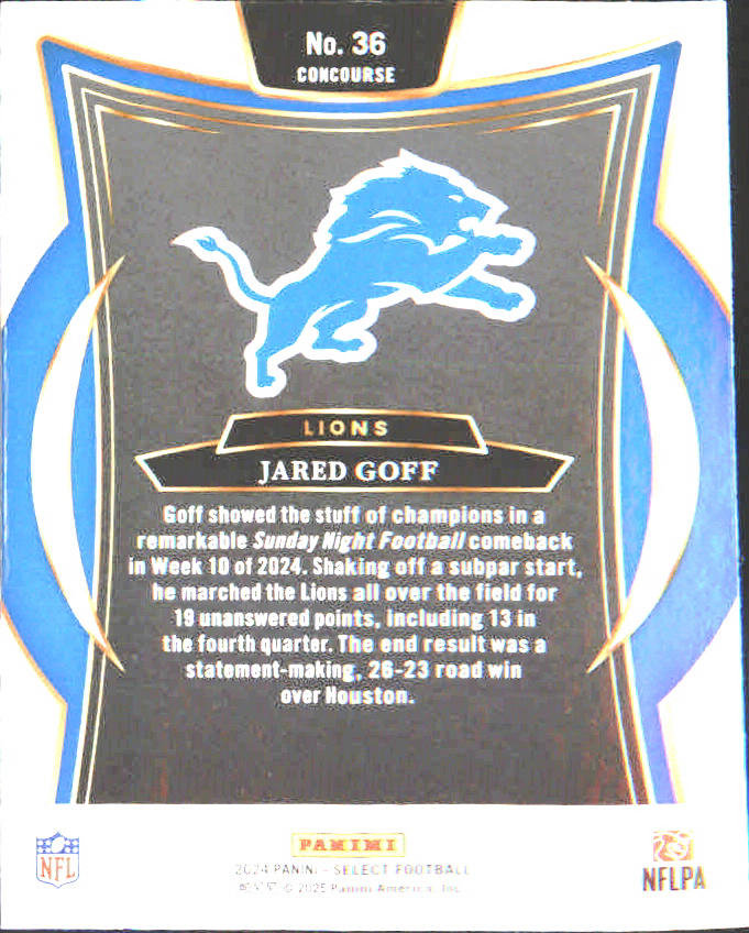 2024 Panini Select #36 Jared Goff - Veteran Sports Cards FL