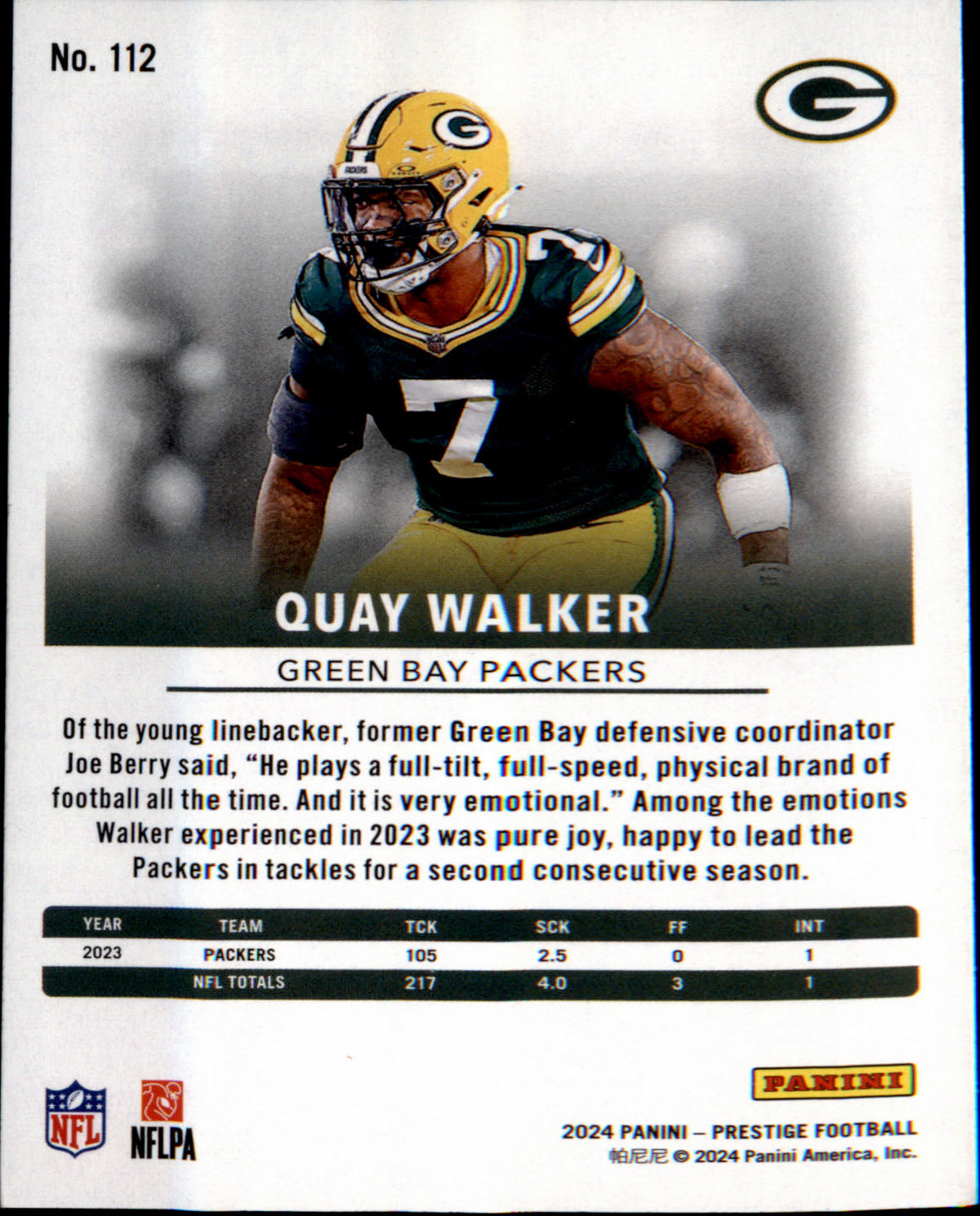 2024 Panini Prestige Sunburst Xtra Points #112 Quay Walker - Veteran Sports Cards FL