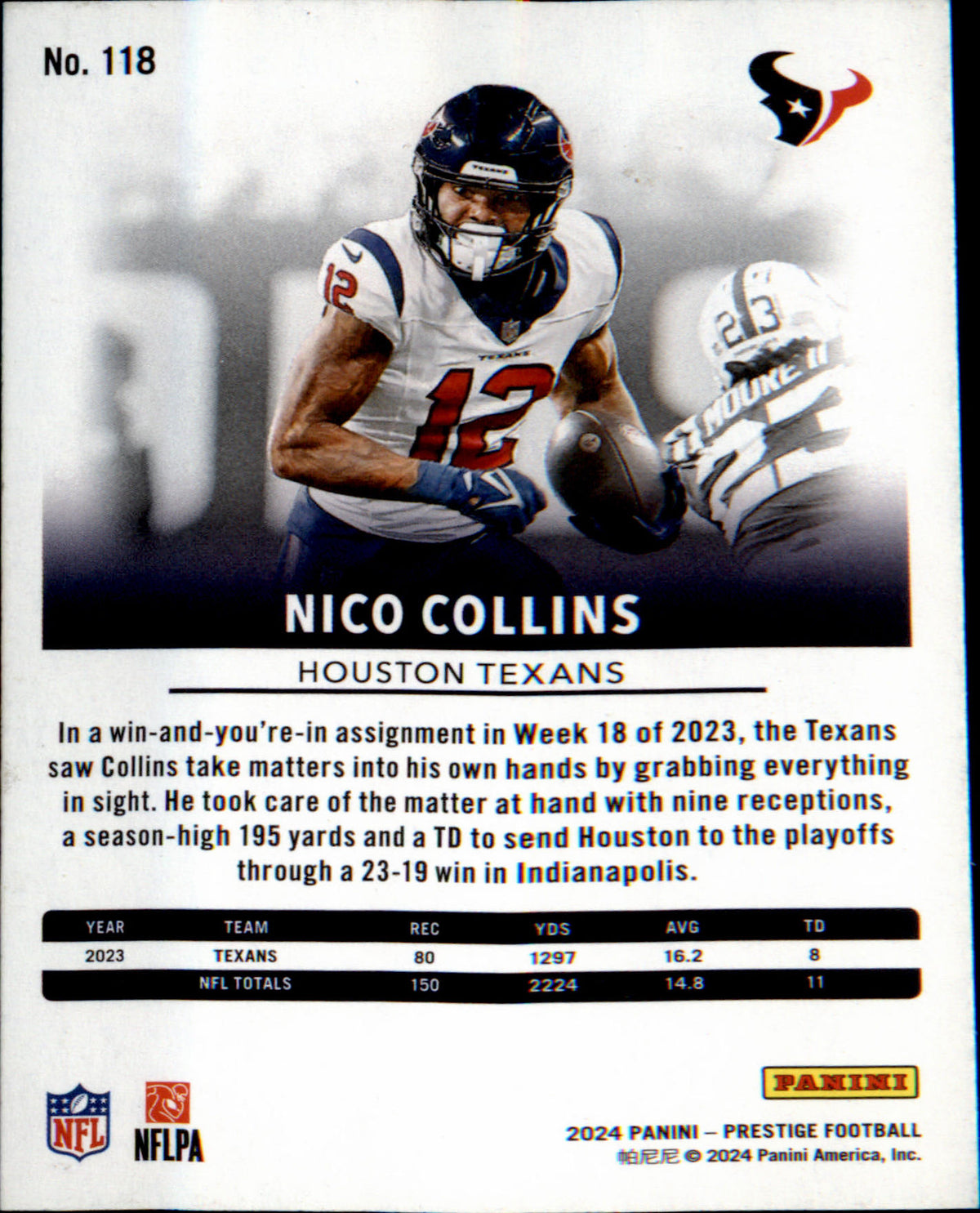 2024 Panini Prestige Galaxy Xtra Points #118 Nico Collins - Veteran Sports Cards FL