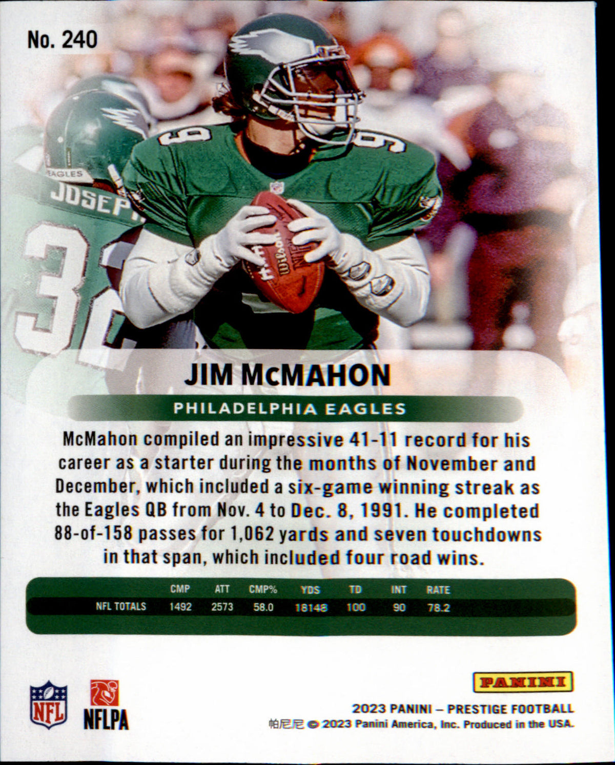 2023 Panini Prestige Xtra Points Galaxy #240 Jim McMahon - Veteran Sports Cards FL