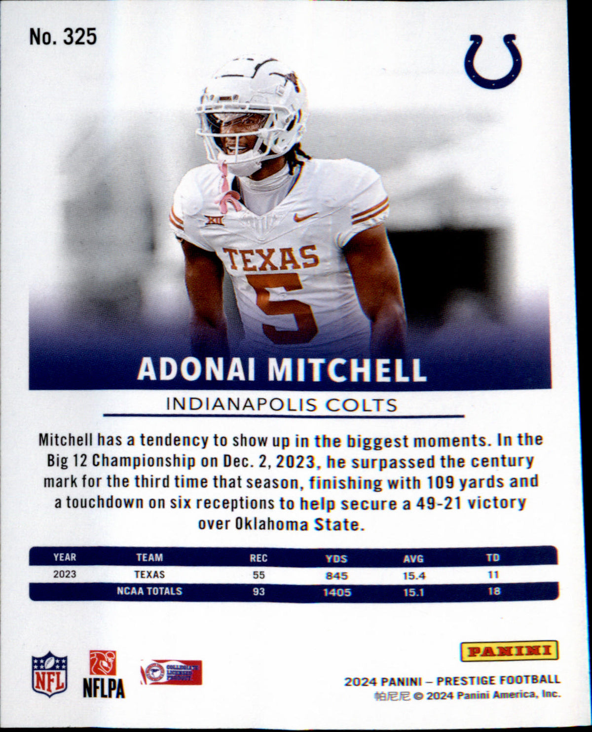 2024 Panini Prestige #325 Adonai Mitchell Rookie Rookie - Veteran Sports Cards FL