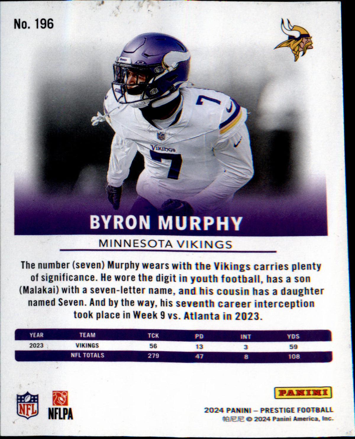 2024 Panini Prestige #196 Byron Murphy - Veteran Sports Cards FL
