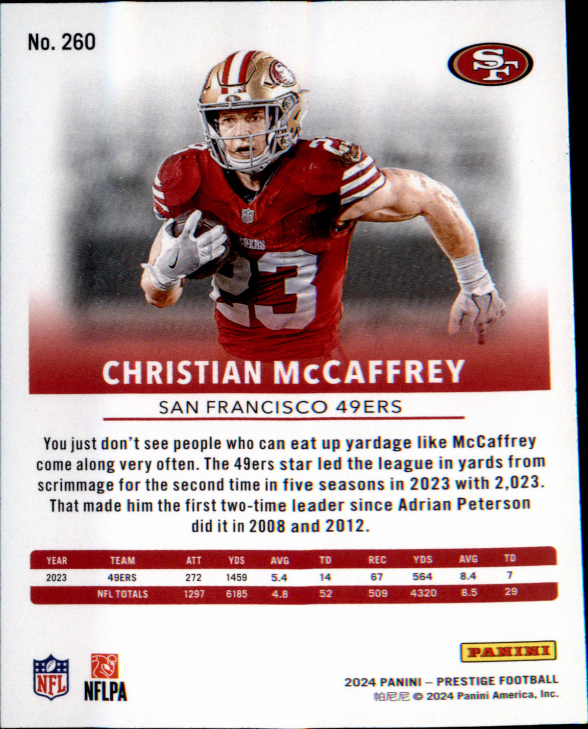 2024 Panini Prestige #260 Christian McCaffrey - Veteran Sports Cards FL