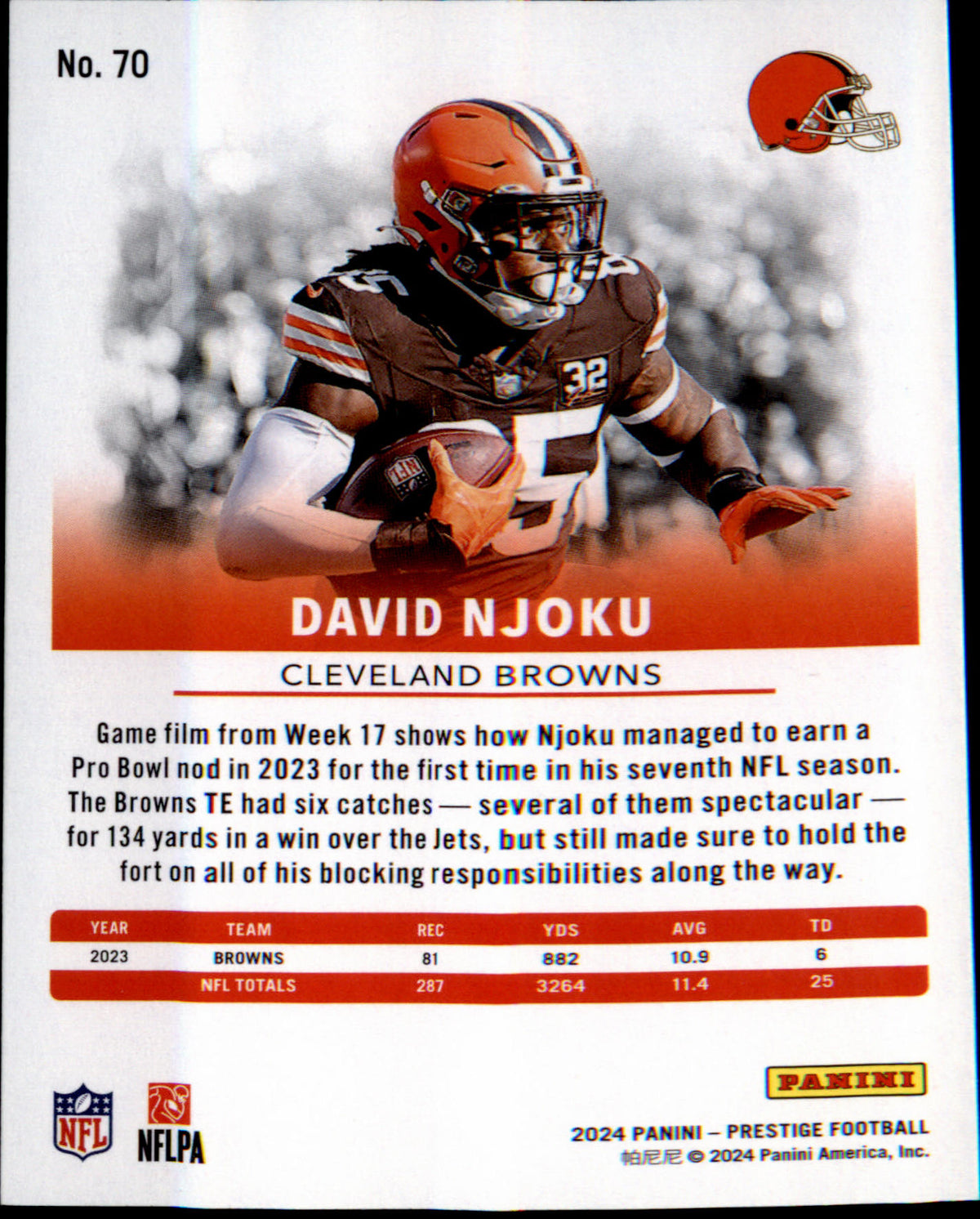 2024 Panini Prestige #70 David Njoku - Veteran Sports Cards FL