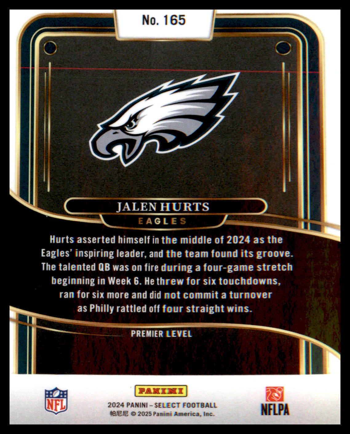 2024 Panini Select #165 Jalen Hurts - Veteran Sports Cards FL